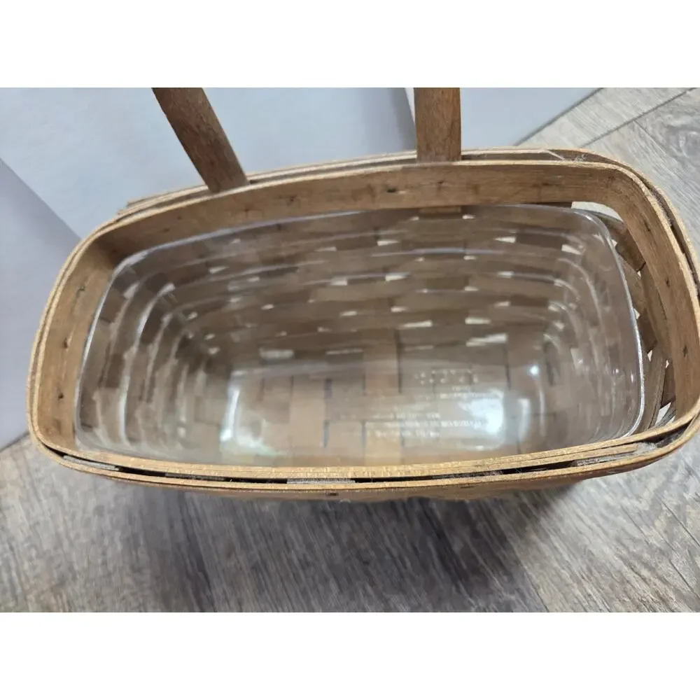 Longaberger Hanging Wall Basket with Handle + Protector Vintage 1983 1984